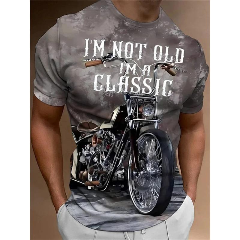 Hot selling men's summer motorcycle racing letter print comfortable and breathable round neck T-shirt outdoor street fashion top