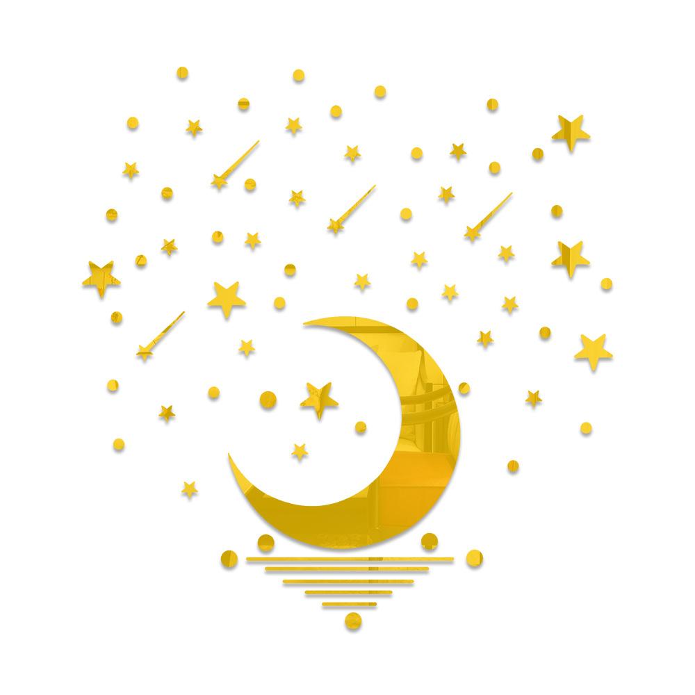 Звезда и Луна в воде Зеркальные настенные наклейки Детская комната Детское настенное украшение Ванная комната Водонепроницаемые влагостойкие наклейки