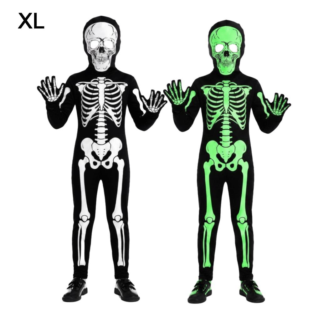 Luminous Cosplay Skeleton Suit Fabric Luminous Kids Dress Grim Reaper Costume Stage Performance