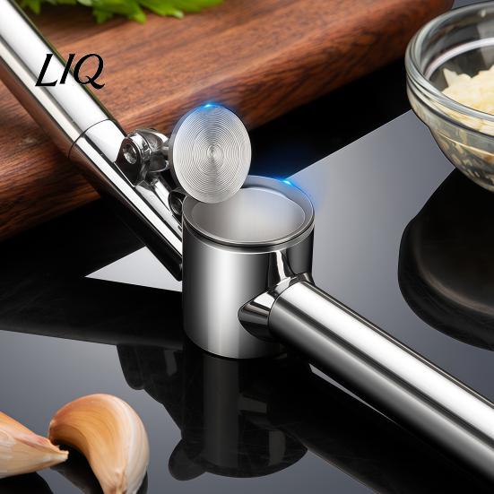 Ручная чеснокодавилка для домашней кухни, Пресс из нержавеющей стали, Удлиненная ручка для легкого использования, Тяжелая дробилка-измельчитель для имбиря, Легко сжимаемый измельчитель
