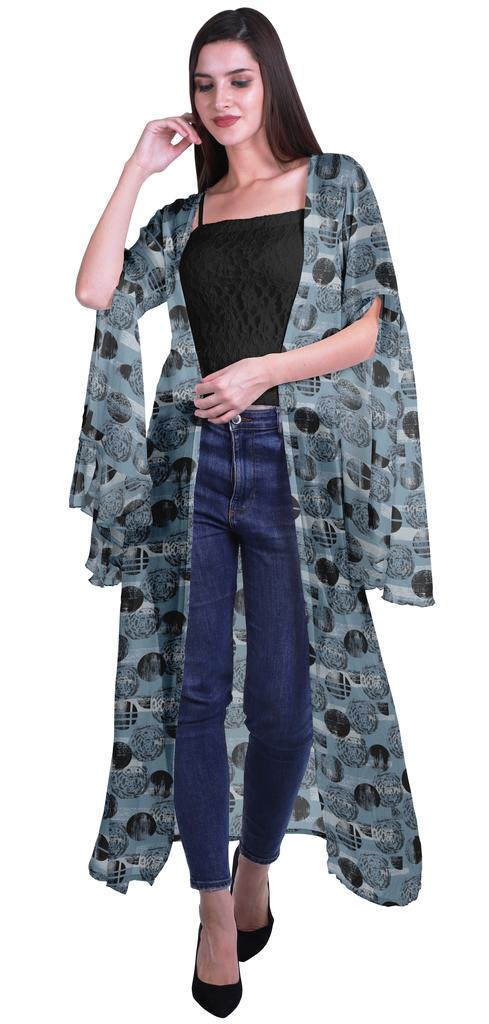 Moomaya Пляжная накидка с открытым передом из принтованного жоржета и разрезами на рукавах