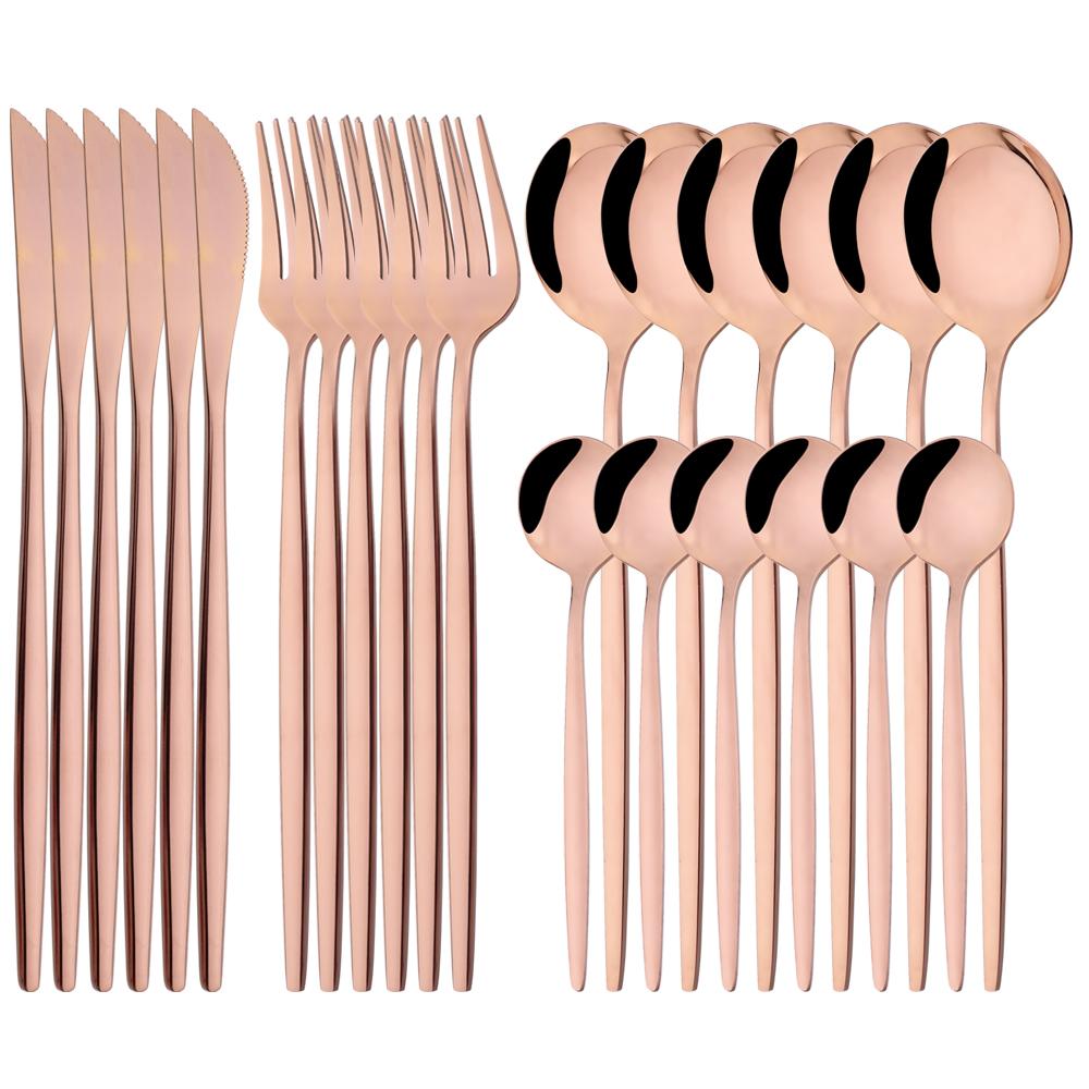 24 шт. золотой набор столовой посуды, набор посуды из нержавеющей стали, нож, вилка, ложка, роскошный набор столовых приборов, кухонные столовые приборы с коробкой, можно мыть в посудомоечной машине
