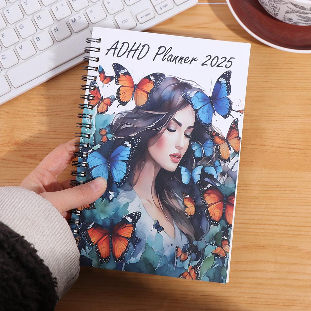 Портативный ежедневник 2025 для СДВГ, книга расписаний, ежедневник, еженедельный, ежемесячный план, планировщик работы и учебы, для работника