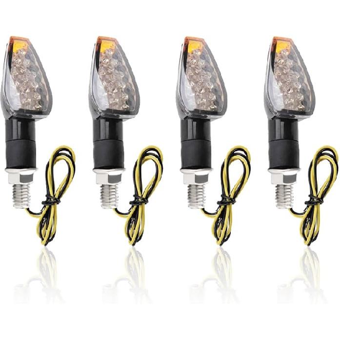 4PCS Motorcycle Turn Signals,14LED Front+Rear Motorcycle Blinkers With Cool Amber Lamp,12V Motorcycle Turn Signal Light Compatible With Yamaha