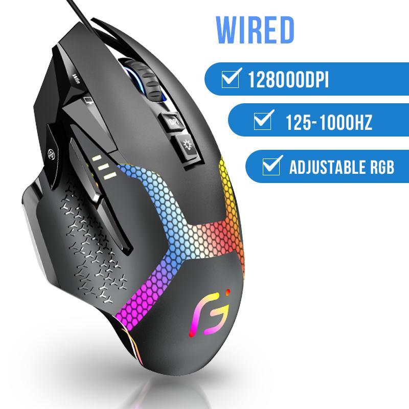 RGB беспроводная широкая игровая мышь Bluetooth для геймеров, 10000 точек на дюйм, портативная компьютерная мышь для Mac Windows, Andriod, эргономичные мыши Slient