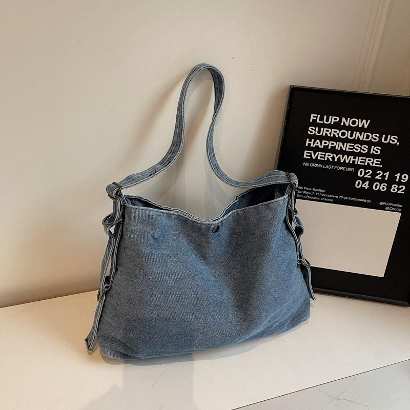 Большая вместительная джинсовая сумка женская сумка через плечо