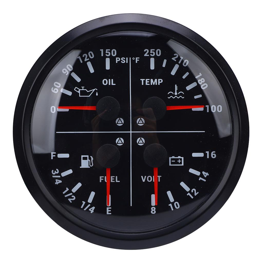 110mm 4 3 8in 4 in 1 Multifunction Gauge DC 12V 0 150PSI Oil Pressure Fuel Level 100 250 Fahrenheit Water Temp 8 16V