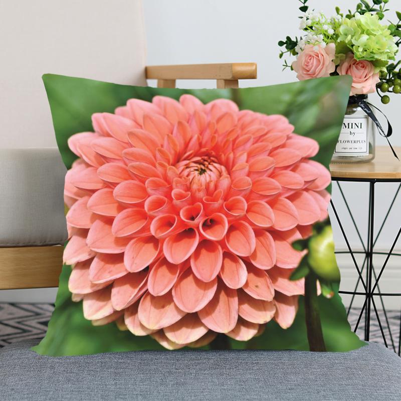 Наволочка с цветком георгина, декоративная наволочка для спальни, домашнего офиса, квадратная наволочка, мягкая