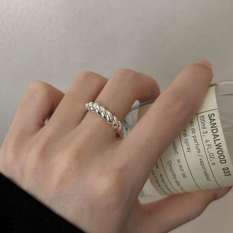 Korean Version Plain Ring Irregular 925 Sterling Silver Versatile Ring Women's Niche Ins Style Design Non-fading Combination Ring