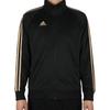 Adidas Куртка с тремя полосками, воротником-молнией и прямыми брюками, повседневный спортивный комплект для мужчин, цвет черный, золотой TR30J1-BG+TR30P-BG