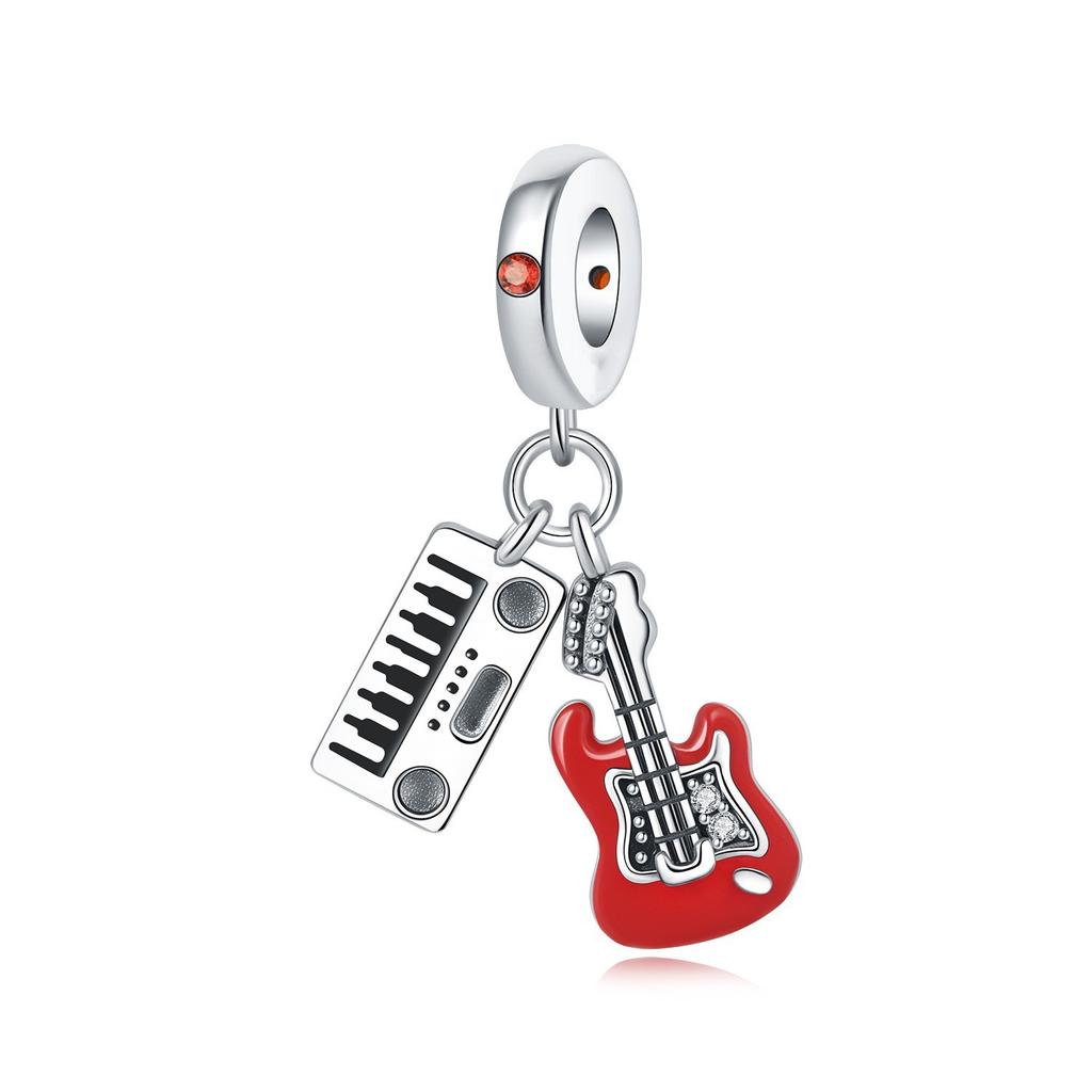 S925 Silver Bluetooth Earphone Coffee Beer Guitar Theme Charm Beads DIY Jewelry Bracelet Accessories Kit