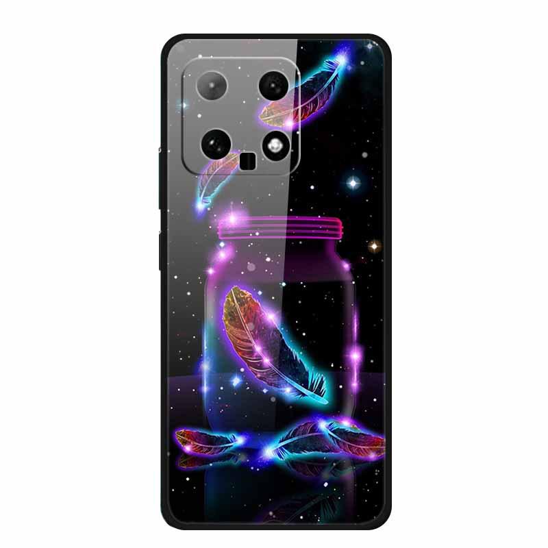 Чехол для телефона Xiaomi 14: Дизайн с разноцветными бабочками, Закаленное стекло, Креативный стиль, Хит продаж