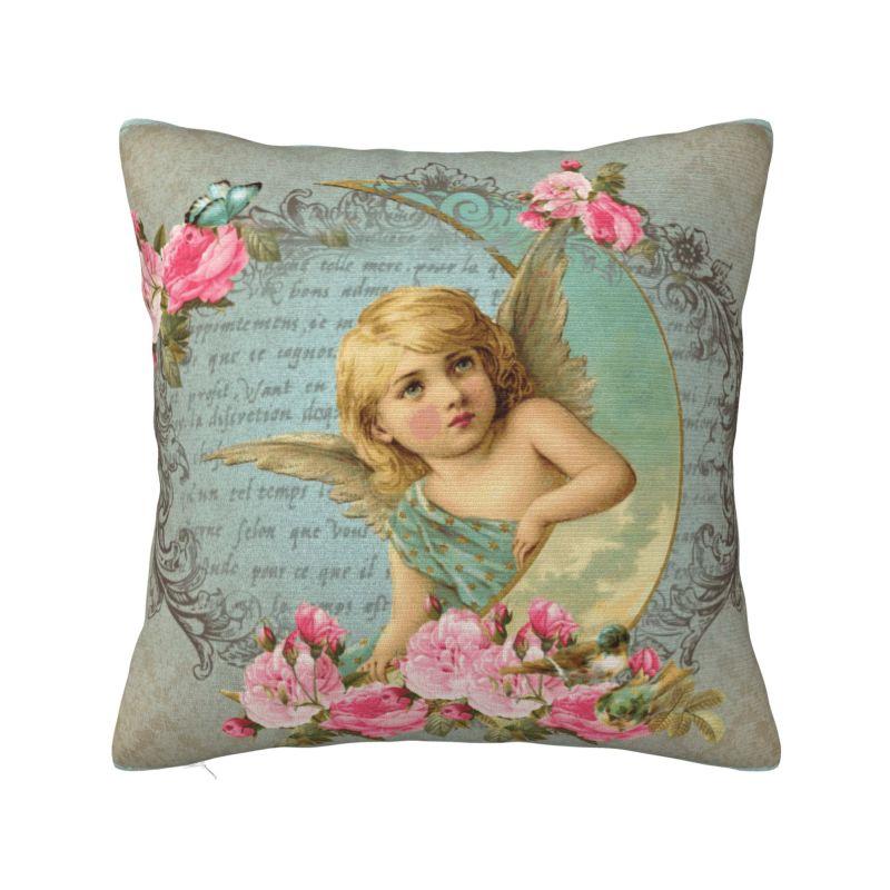 Fashion Vintage Rose Victorian Angel Cushion Covers xcm Polyester Throw Pillow Case for Sofa Square Pillowcase Decoration