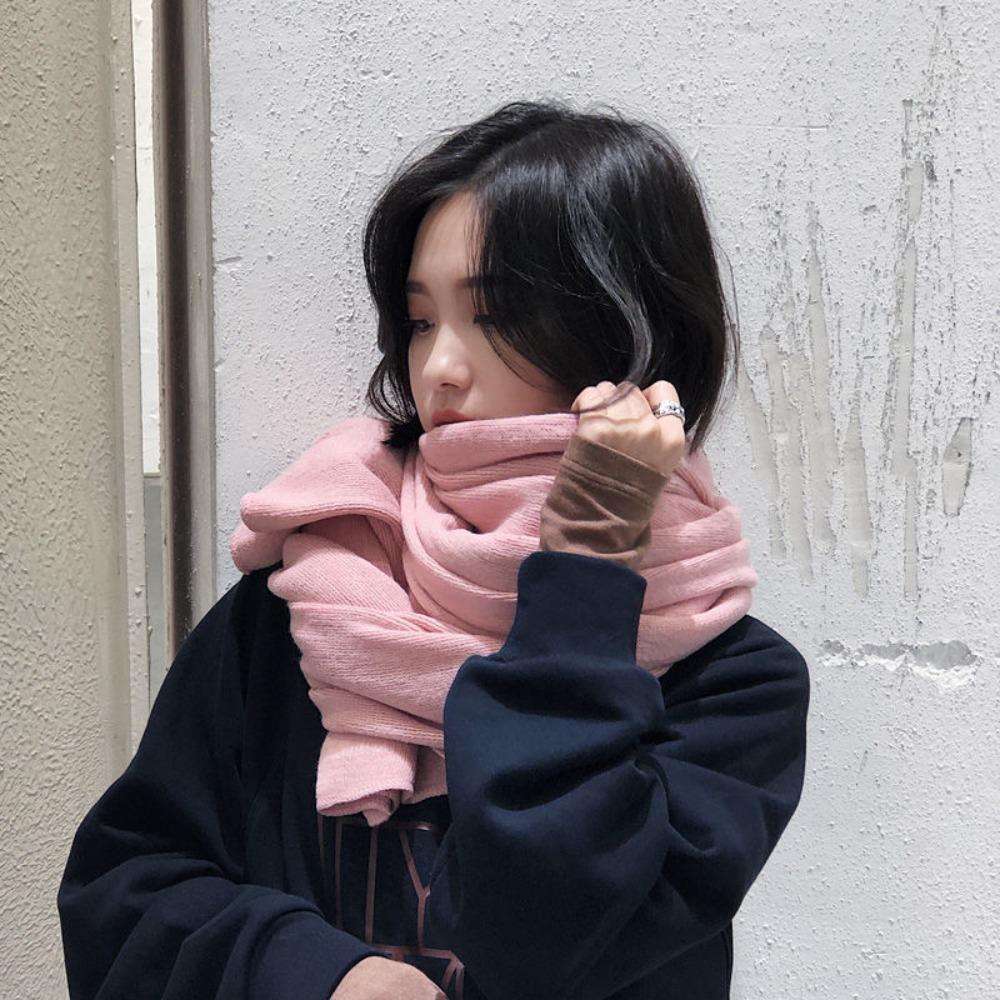 Solid Color Winter Knitted Scarf Thick Warm Women Wrap Shawls Fashion Long Scarves
