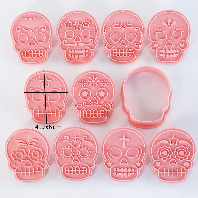 Creative Halloween Skull Cookie Molds DIY Cookie Cutting Mold Flip Sugar Pressing Baking Tools Halloween Party Biscuit Making
