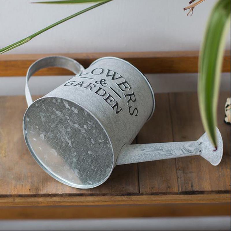 Винтажный оцинкованный металлический цветочный горшок, садовый подвесной балконный горшок с ручкой