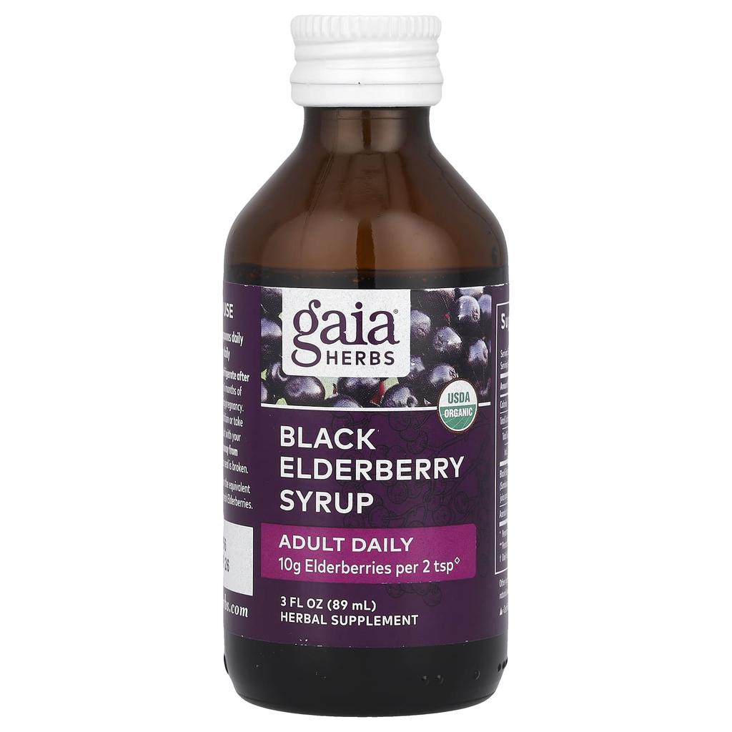 Gaia Herbs, Adult Use, Black Elderberry Syrup, 3 Fl Oz (89 Ml)