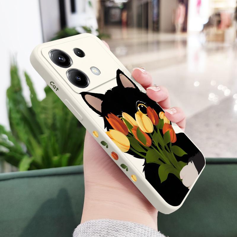 Чехол-кейс для телефона с милым котиком-тюльпаном для Xiaomi Poco F8 F7 X7 X6 F6 M6 M5 M5S F5 X5 F4 X4 M4 F3 M3 X3 Pro 4G 5G GT Силиконовый чехол