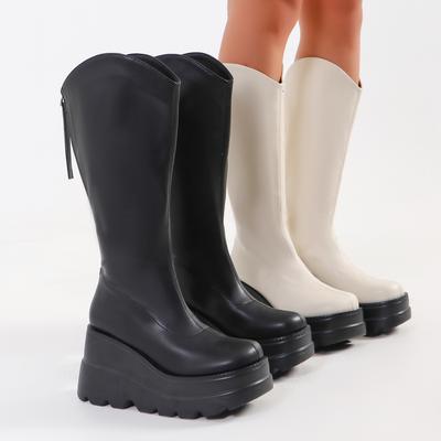 Модные женские ботинки 2024 года, новые готические стильные сексуальные элегантные ботильоны на толстой платформе, женские большие размеры, удобные туфли на танкетке для женщин