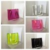 Square Transparent Handbag Candy Color PVC Tote Bag Casual Waterproof Shoulder Bag  Female