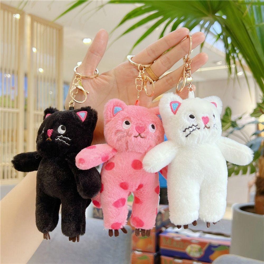 Черная кошка в горошек кукла-кошка кулон в горошек плюшевая кукла-брелок пара