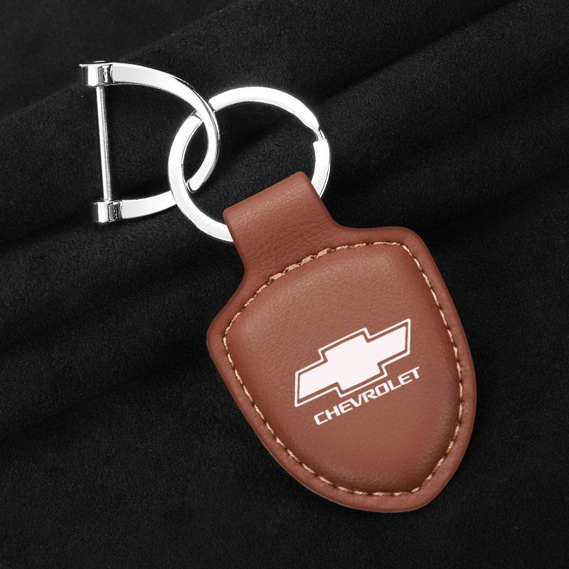 AABHN1 Car Shield Leather Keychain Key Ring Pendant Holder Gift for Chevrolet Accessories