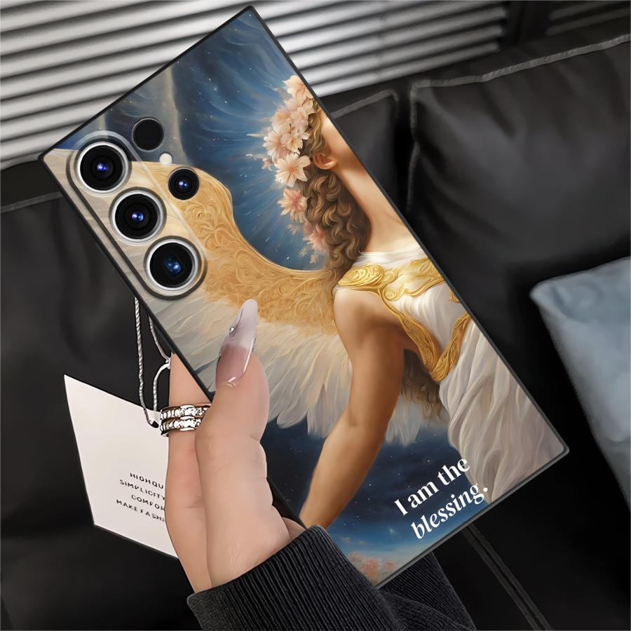 Чехол для Samsung Galaxy S21 FE S20 S9 S10 S24 Plus Note 8 9 10 20 Ultra S23 Ultra S25 Edge Черный Мягкий Чехол для Телефона Ангельское Искусство