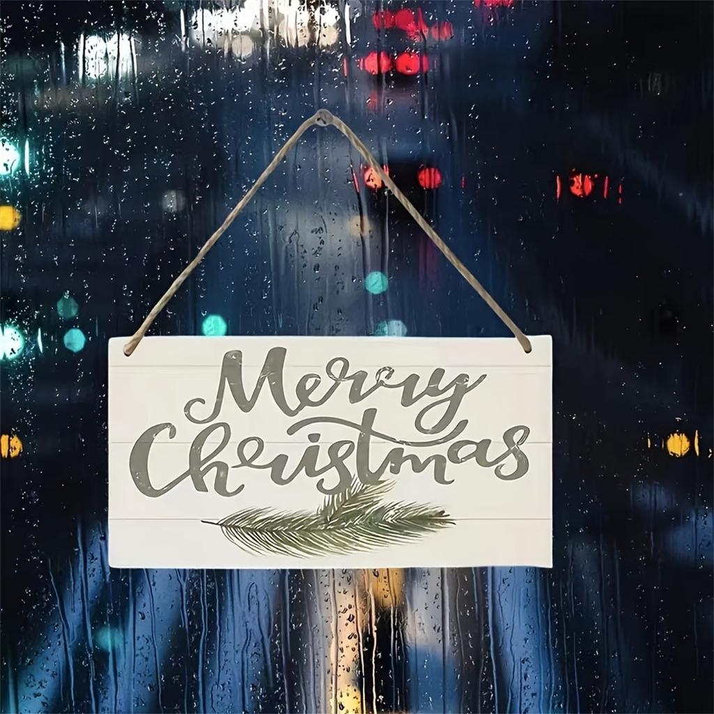 Happy Christmas, Simplecedar Branches, Wooden Rectangular Creative Decorative Signs