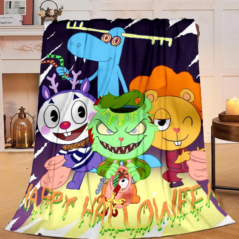 1PC Happy Tree Friends Anniversary Flannel Blanket Gift, Suitable for Both Men And Women, Soft Ideal for Beds And Sofa, Birthday Or Christmas Gift