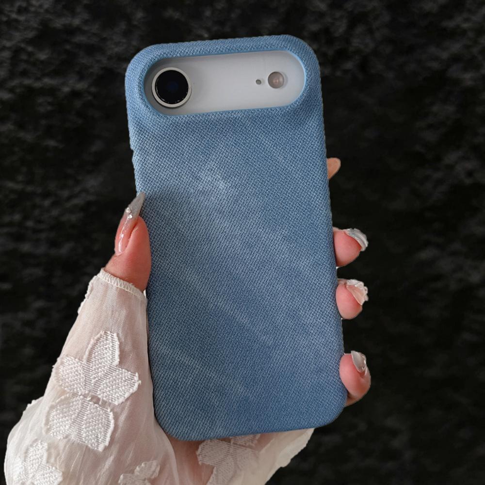 Vintage Denim Fabric Armor Case for iPhone 17 Air 16 15 14 13 12 Pro Max 11 Plus 16E 17Pro 16Pro Cooling Frameless Phone Cover