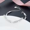 Lindon Women Zircon 925 Sterling Silver Jewelry Geometric Bead Chain Link Bracelet Fashion Fine Wedding Gift for Girlfriend