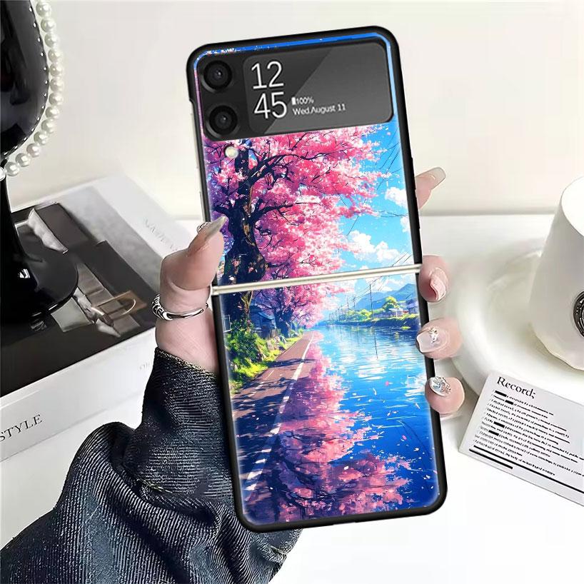Японская вишня Гора Фудзи Чехлы Для Samsung Galaxy Z Flip 4 5 6 7 3 Z Flip7 Flip6 Flip4 Flip5 Flip3 5G Жесткий Ударопрочный Fundas C