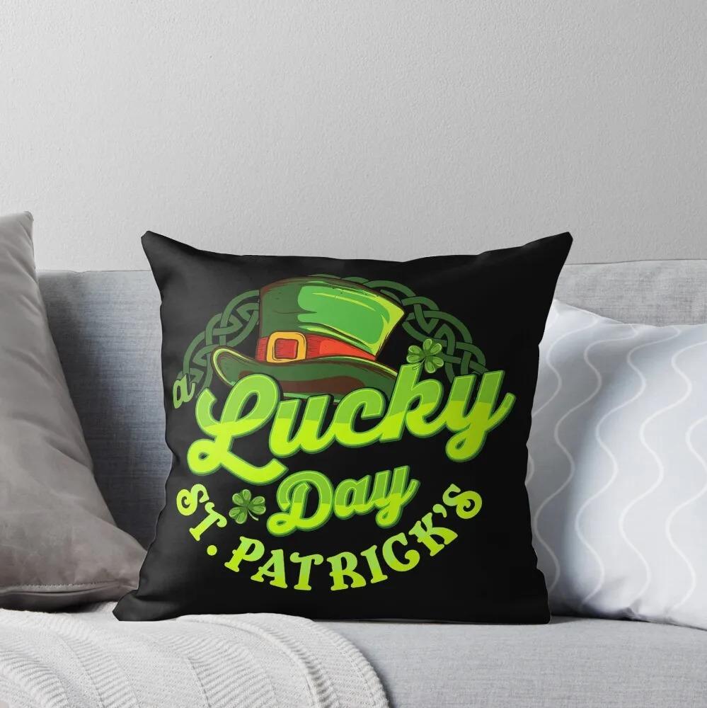 Green Dwarf Clover St. Patrick's Day Pattern Decorative Pillowcase Cushion Cover Print Decoration Living Room Office Home
