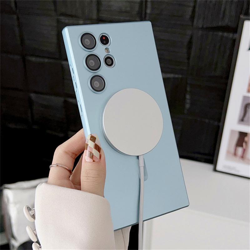 Samsung S25FE Magnetic Case with Frosted Metallic Finish, Anti-Drop Protection, Full Wrap for S25 Edge, S24 Ultra, and S23 Plus.