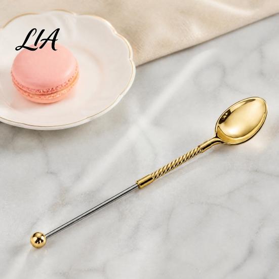 Coffee Spoon with Long Handle Beadable Handle, DIY Beaded Ice Customized Spoons Cream Dessert Spoon, Stainless Steel Teaspoon, Kitchen Flatware