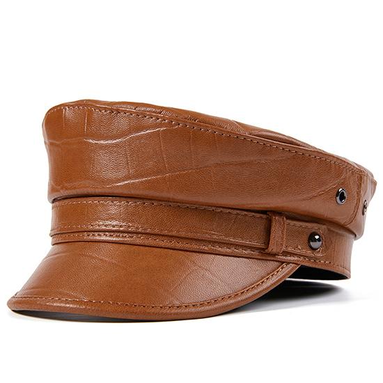 Autumn and Winter Europe and America Middle-aged and Elderly Motorcycle Men Leather Rock Pirate Cap Captain Cap Outdoor Flat Cap