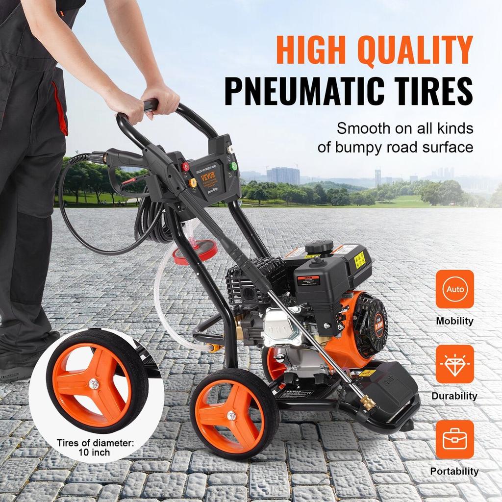 Gas Pressure Washer 3950 PSI 10L/min 2.6 GPM with 5 Nozzle Set for Cars