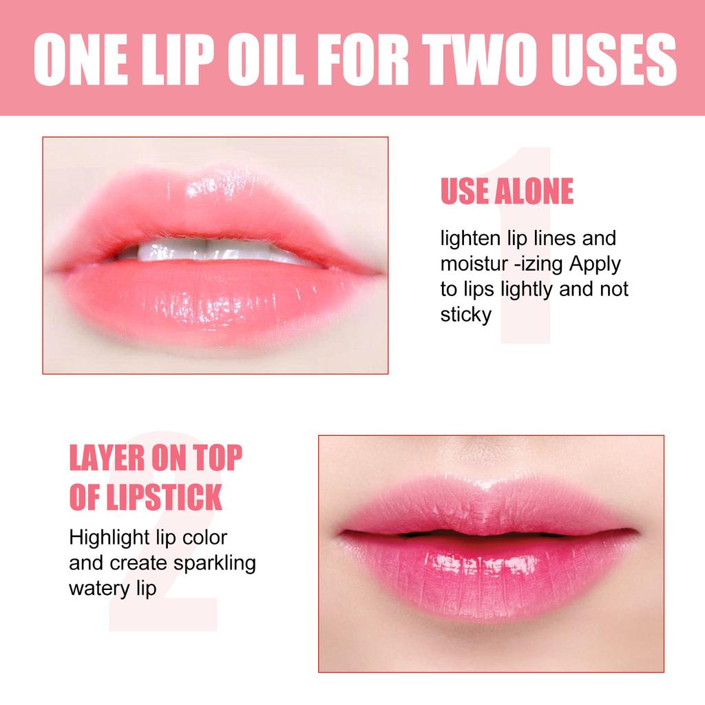EELHOE Plumping And Moisturizing Lip Glaze, Lightening Lip Lines, Hydrating Lips, Plumping Care, Water-glossy Glass Lip Gloss Oil
