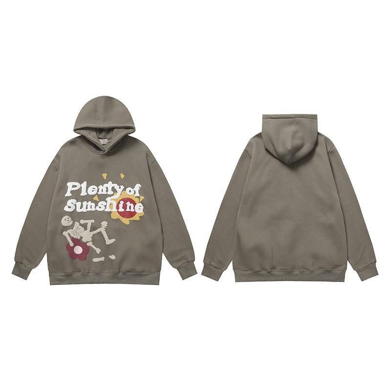 Broken Planet Oversized Hooded Sweatshirt With Puff Print Graphic Streetwear Unisex Casual Pullover Teens