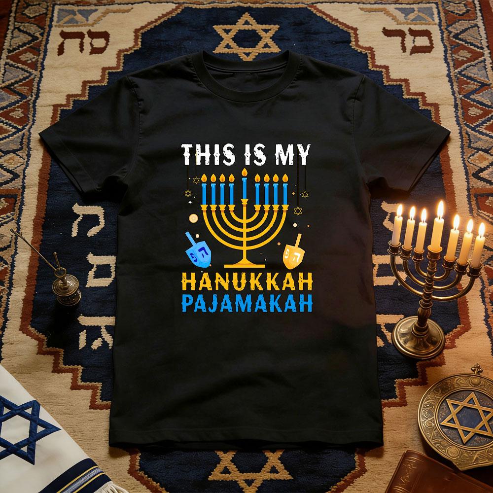 This Is My Hanukkah Pajamakah Unisexorah Chanukah Classic TShirt Women Unisex Casual Cotton Graphic T Shirt Festival Shortsleev