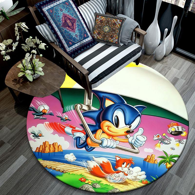 Sonic the Hedgehog3,Round Area Rug,Carpet Rug for Living Room Bedroom Sofa Playroom Decor,Non-slip Floor Mat