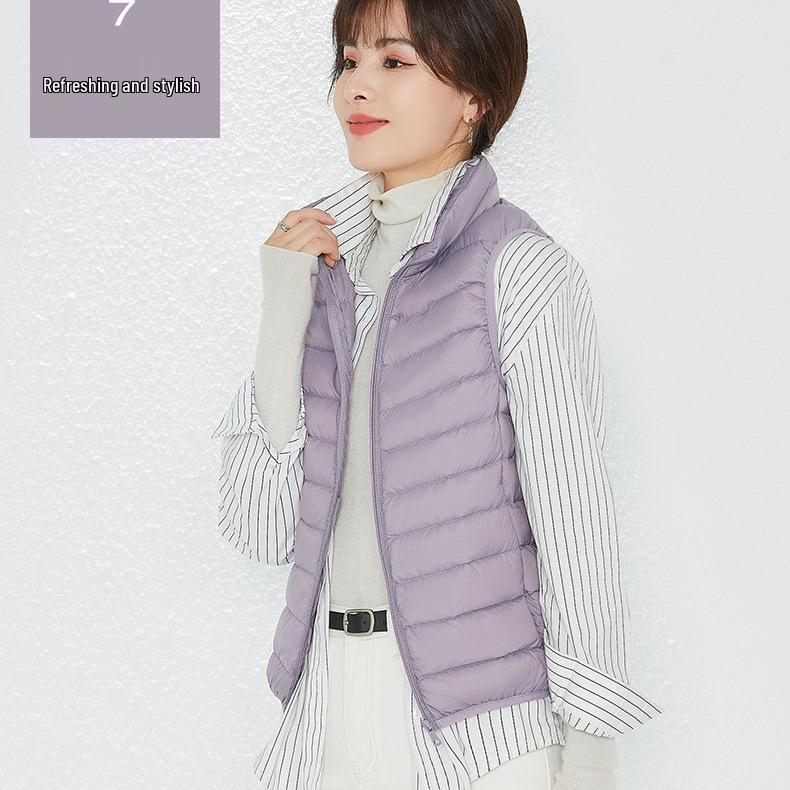 Женский легкий жилет Youjia с 90% пуха белой утки - Без рукавов, теплый и стильный для осени и зимы
