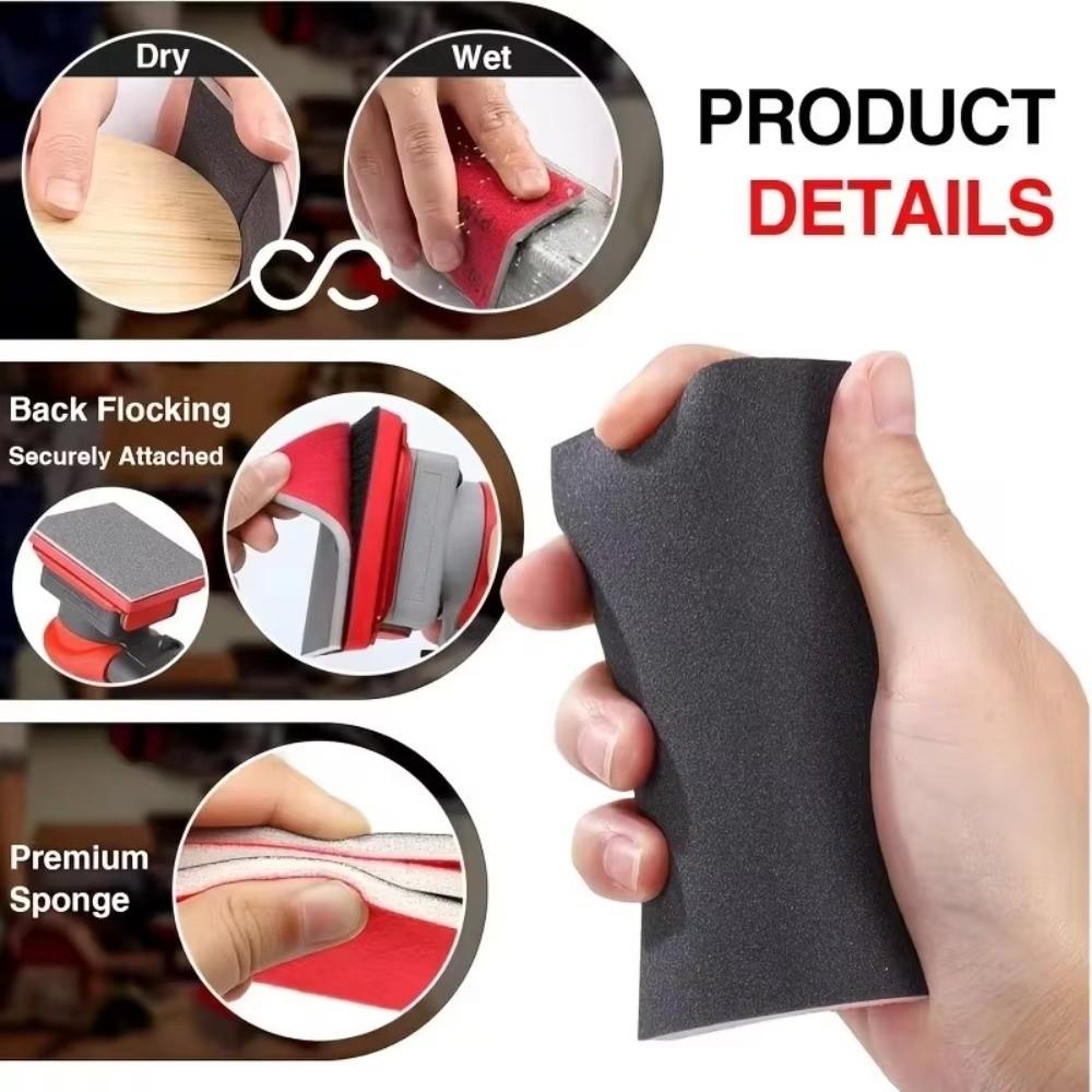Multi-Purpose Wet Dry Sanding Sponge 75x100mm Grinding Sponge Pad For Wood Furniture