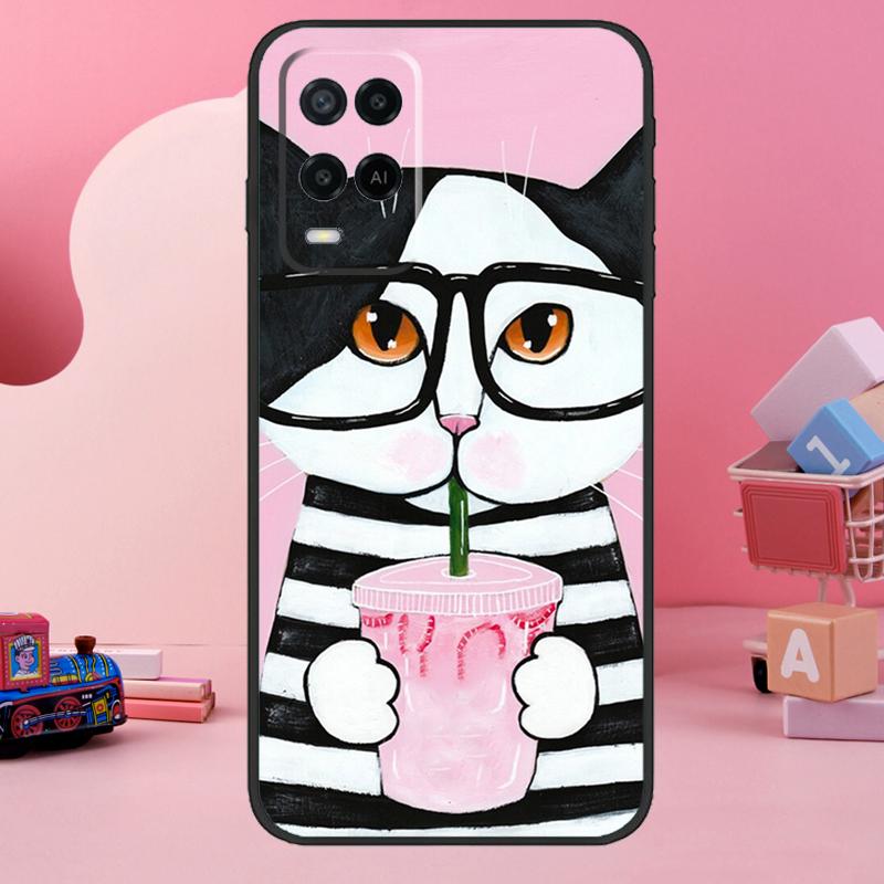 Милый Чехол Молочный Кот для Oppo A5 Pro A15 A17 A57 A77 A18 A38 A58 A78 A98 A94 A74 A54 A16 A76 A96 A40 A60 A80