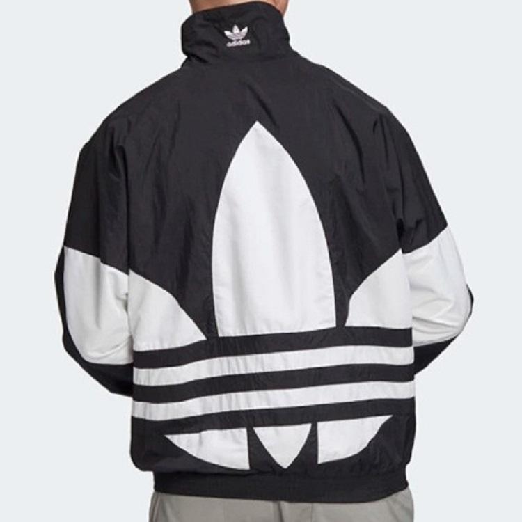 adidas Оригинальный спортивный топ с большим трилистником, ночной морской, на молнии, ретро спортивная куртка, мужские топы, черный FM9892