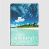 Maldives Coordinate Art Metal Sign Cinema Garage Design Pub Garage Wall Decor Tin Sign Poster