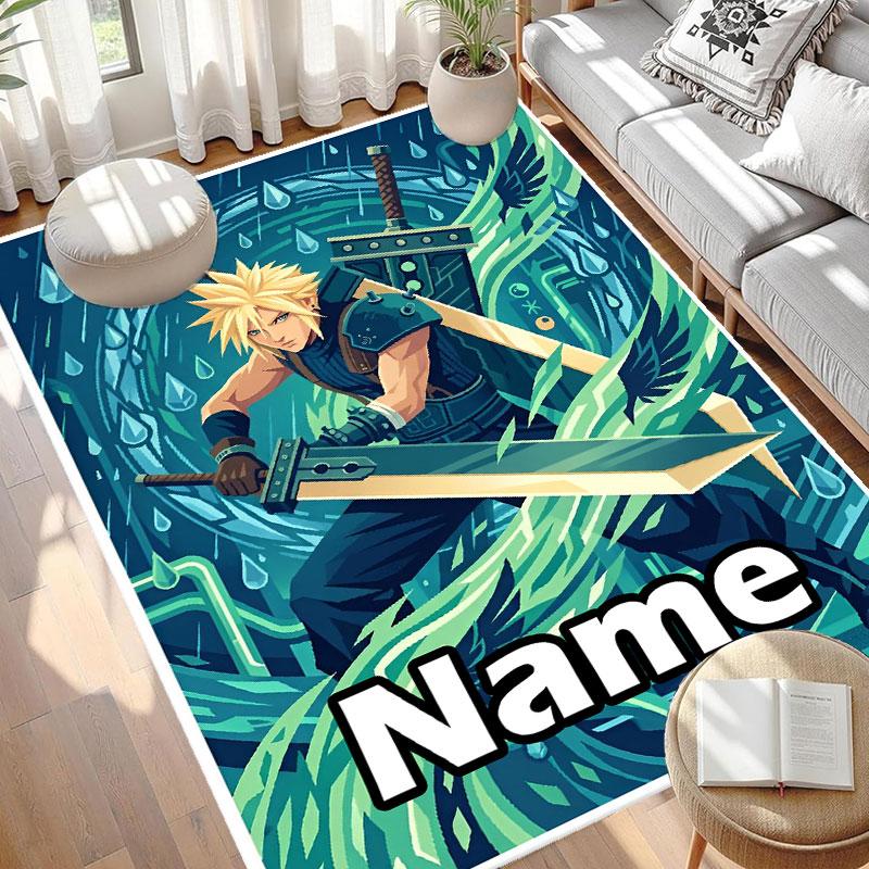 Custom Name Personalized Final Fantasy Print Carpet, Versatile Home Decor Rug, for Playroom, Apartment, Balcony, Entryway, Hallway Gift
