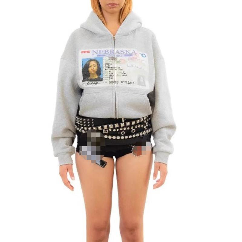 Европейская и американская Y2K персонализированная печатная толстовка на молнии с длинным рукавом в стиле ретро стрит-моды