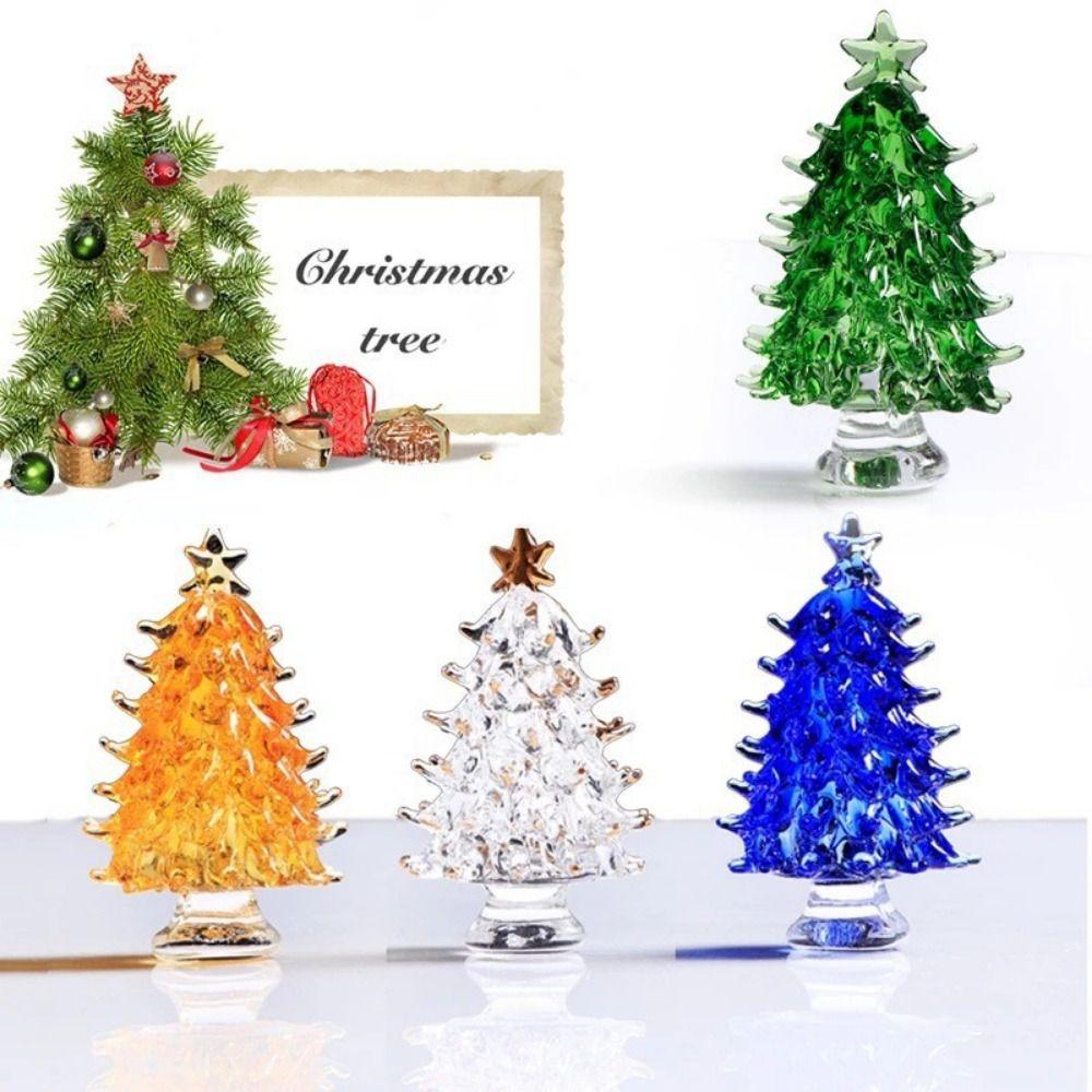 Cute Crystal Tree Figurine Exquisite Tree Statue Creative Christmas Tree Miniature Living Room