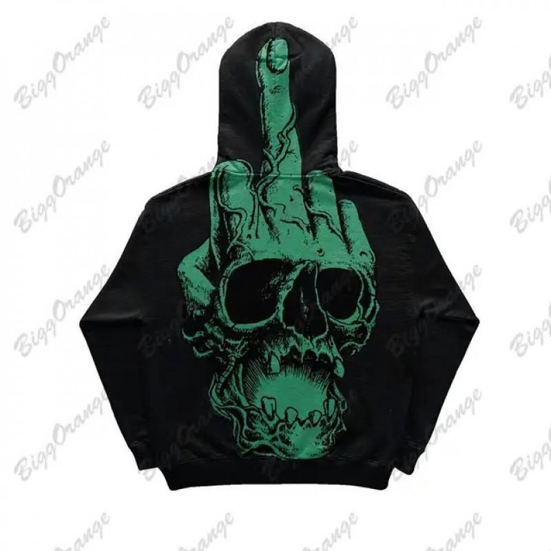 2026 Streetwear Skull Hoodie Unisex Loose Fit Long Sleeve Digital Print Casual Sweatshirt Teens Adults